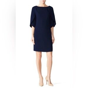 TRINA TURK Blue long flutter sleeve cocktail shift dress size S
